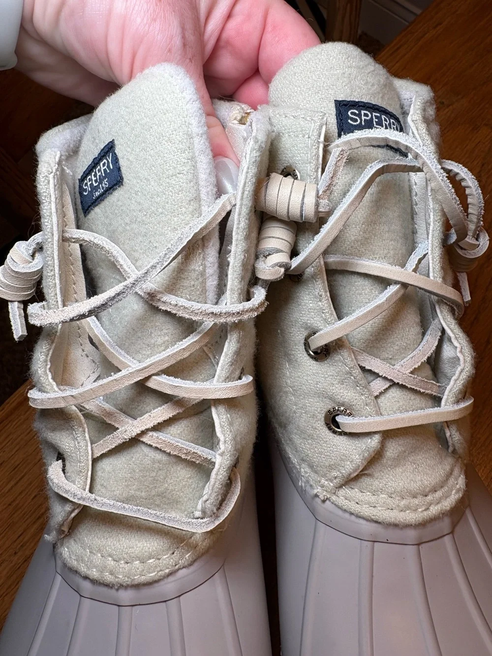 Sperry‎ Saltwater Wool Duck Boots Gray Ivory Women’s Size 8